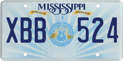 MS license plate XBB524
