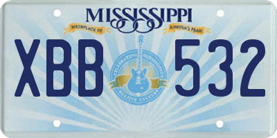 MS license plate XBB532