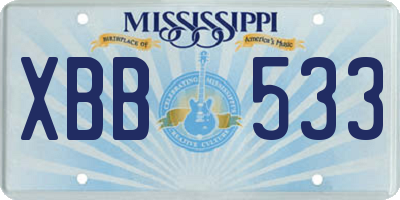 MS license plate XBB533