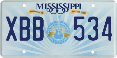 MS license plate XBB534