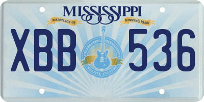 MS license plate XBB536