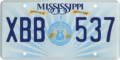 MS license plate XBB537