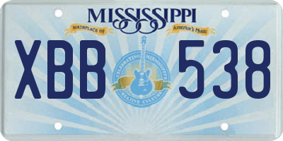 MS license plate XBB538