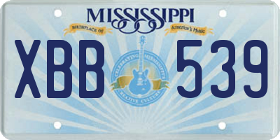 MS license plate XBB539