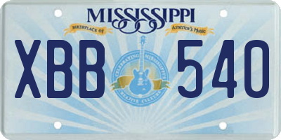 MS license plate XBB540