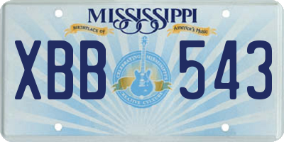 MS license plate XBB543