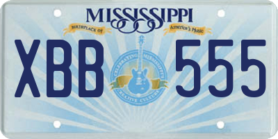 MS license plate XBB555