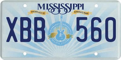 MS license plate XBB560