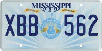 MS license plate XBB562