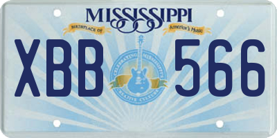 MS license plate XBB566