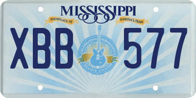 MS license plate XBB577