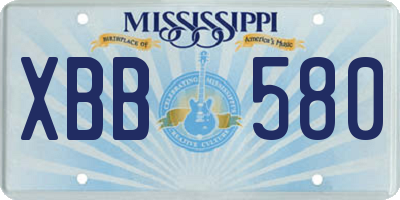 MS license plate XBB580