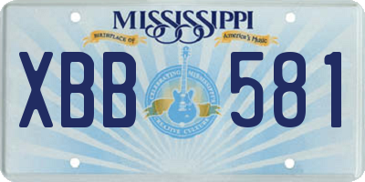 MS license plate XBB581