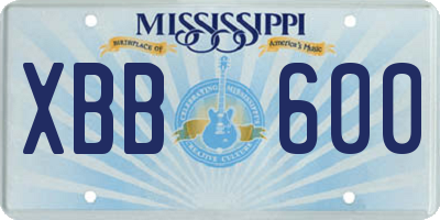 MS license plate XBB600