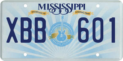 MS license plate XBB601