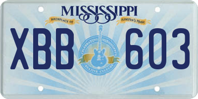 MS license plate XBB603
