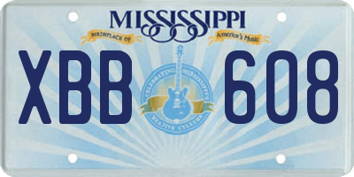 MS license plate XBB608