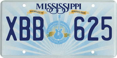 MS license plate XBB625