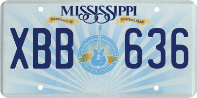 MS license plate XBB636