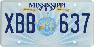 MS license plate XBB637