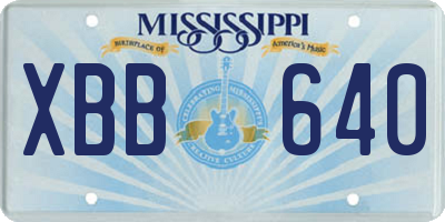 MS license plate XBB640