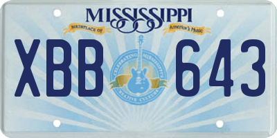 MS license plate XBB643