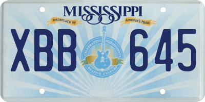 MS license plate XBB645