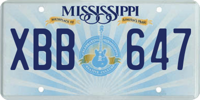 MS license plate XBB647