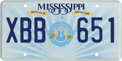 MS license plate XBB651