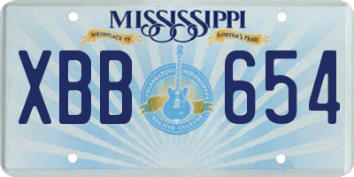 MS license plate XBB654