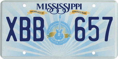 MS license plate XBB657
