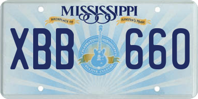 MS license plate XBB660