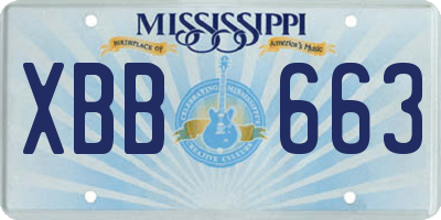 MS license plate XBB663