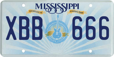 MS license plate XBB666