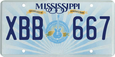 MS license plate XBB667