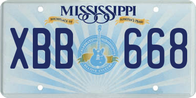 MS license plate XBB668