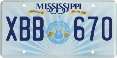 MS license plate XBB670