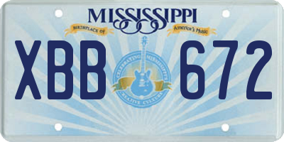 MS license plate XBB672