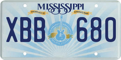 MS license plate XBB680