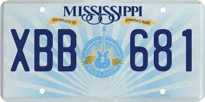 MS license plate XBB681