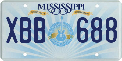 MS license plate XBB688