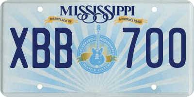 MS license plate XBB700