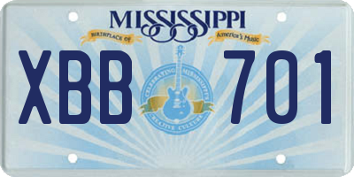 MS license plate XBB701