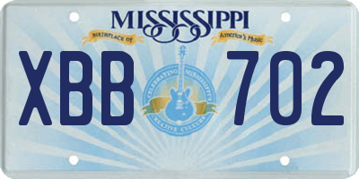 MS license plate XBB702