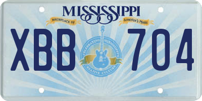 MS license plate XBB704