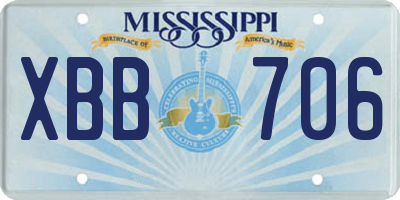 MS license plate XBB706