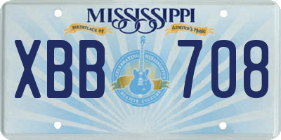 MS license plate XBB708