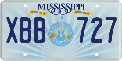MS license plate XBB727