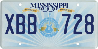 MS license plate XBB728