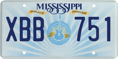 MS license plate XBB751